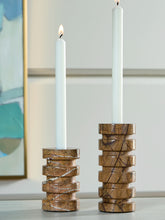 Warmstead Furniture - Ashley Furniture - Emsleyfield Candle Holder - Candle Holder Set (Set of 2) / Tan - A2000735